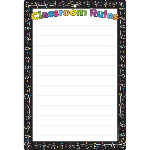 Ashley Productions Smart Poly Chart, 13in x 19in, Chalk Dots, Classroom Rules, w/Grommet 91051 - main